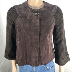 A.M.I. Womens Brown Leather Jacket Size Large NWOT